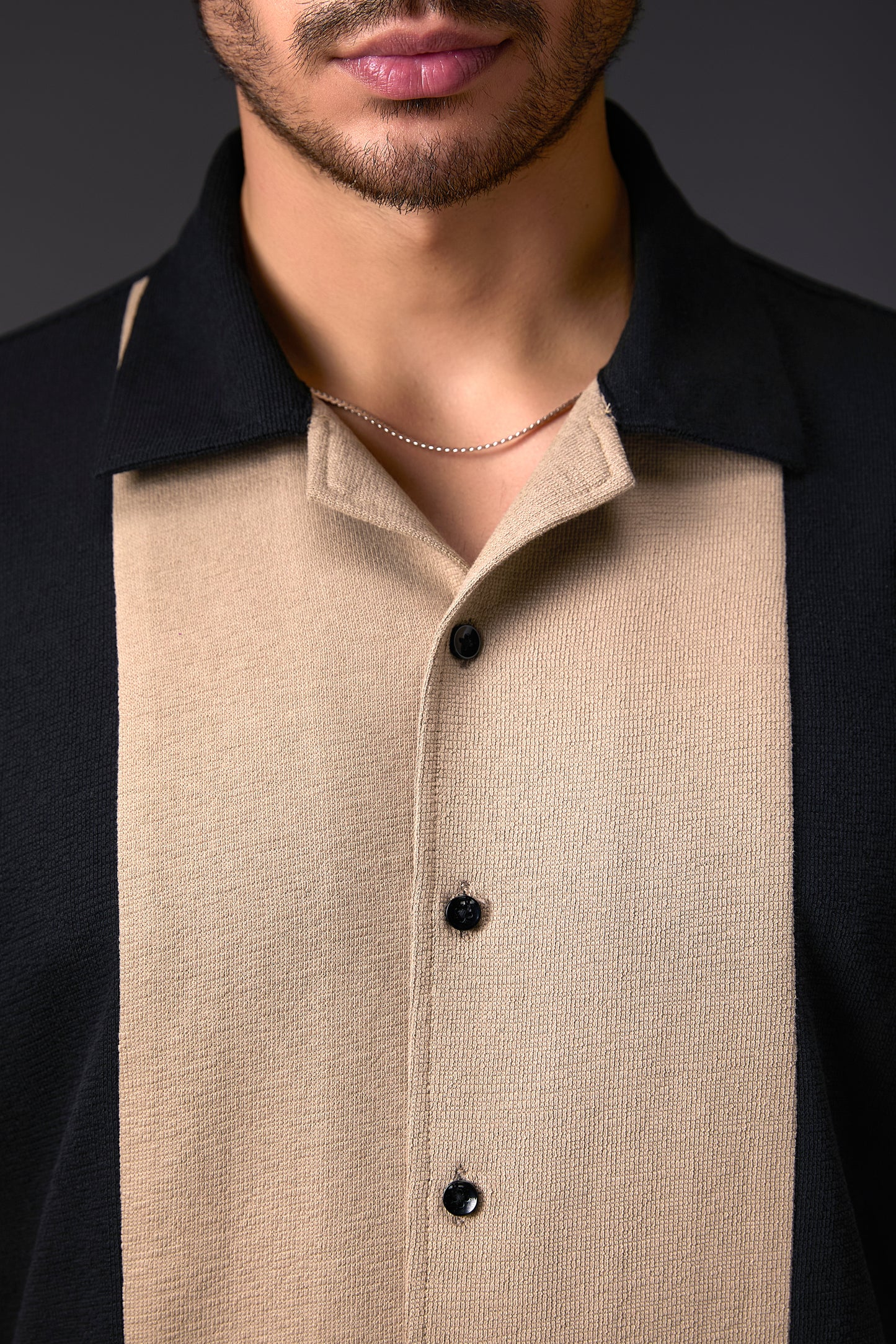 Cuban Black Panelled Shirt