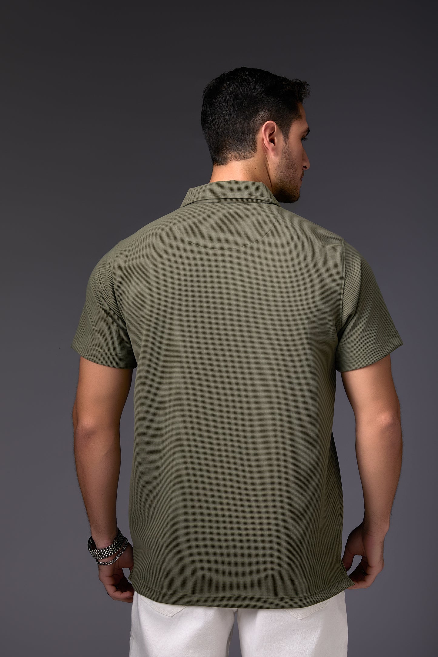 Textured Light Military Green Polo