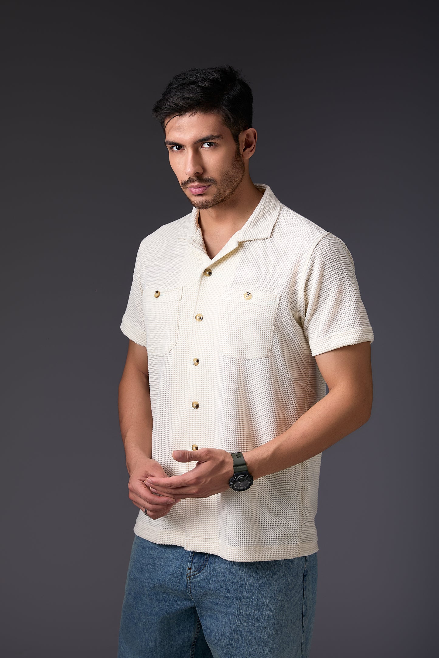 Breezy Vanilla Cuban Collar Shirt