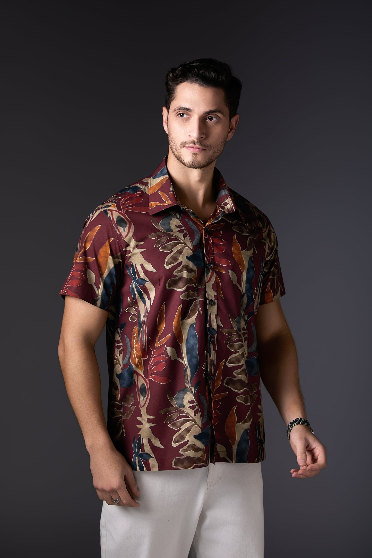 Marsala Pure Premium Cotton Floral Print Shirt