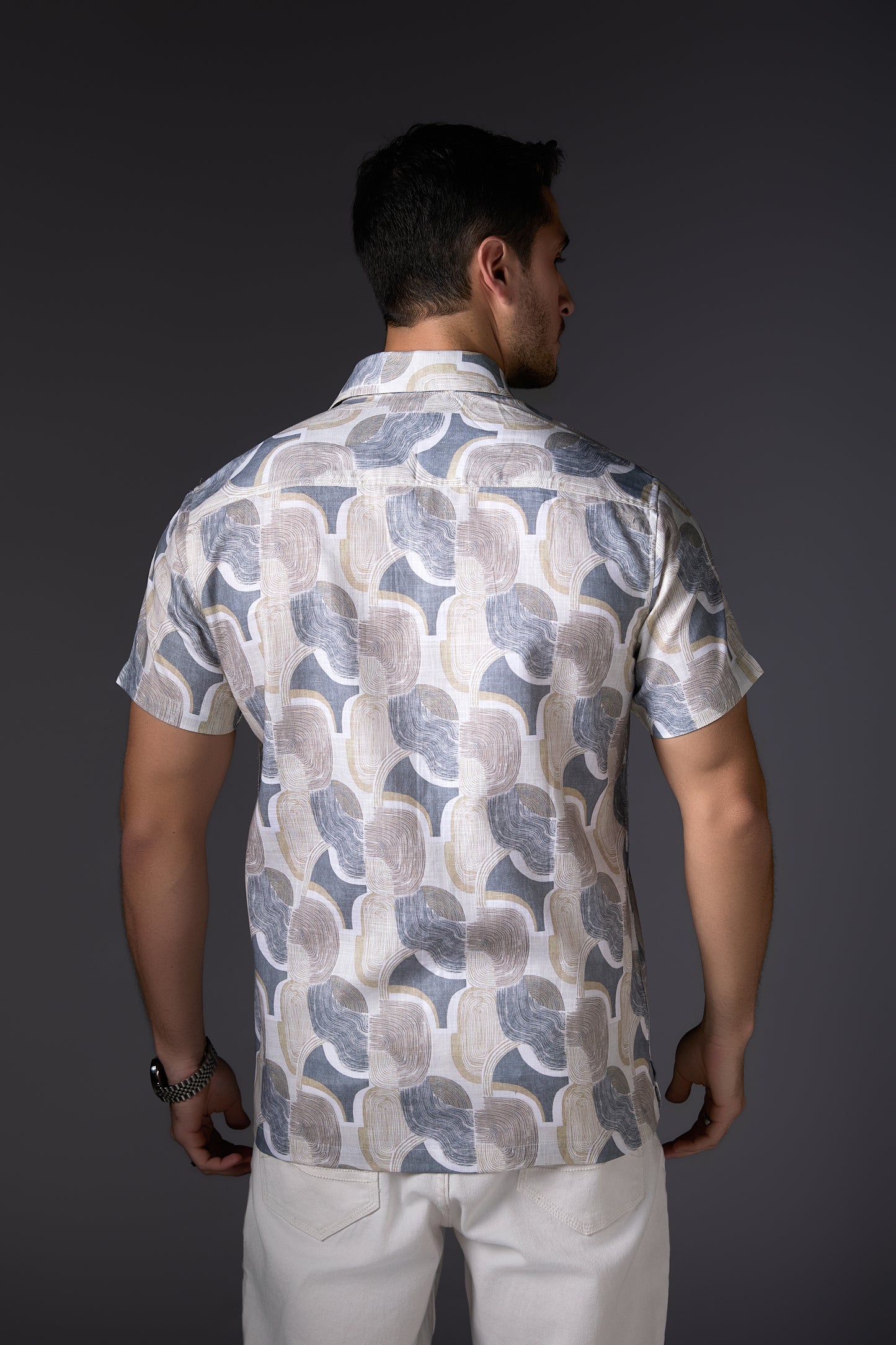 Abstract Grey & White Premium Cotton Shirt
