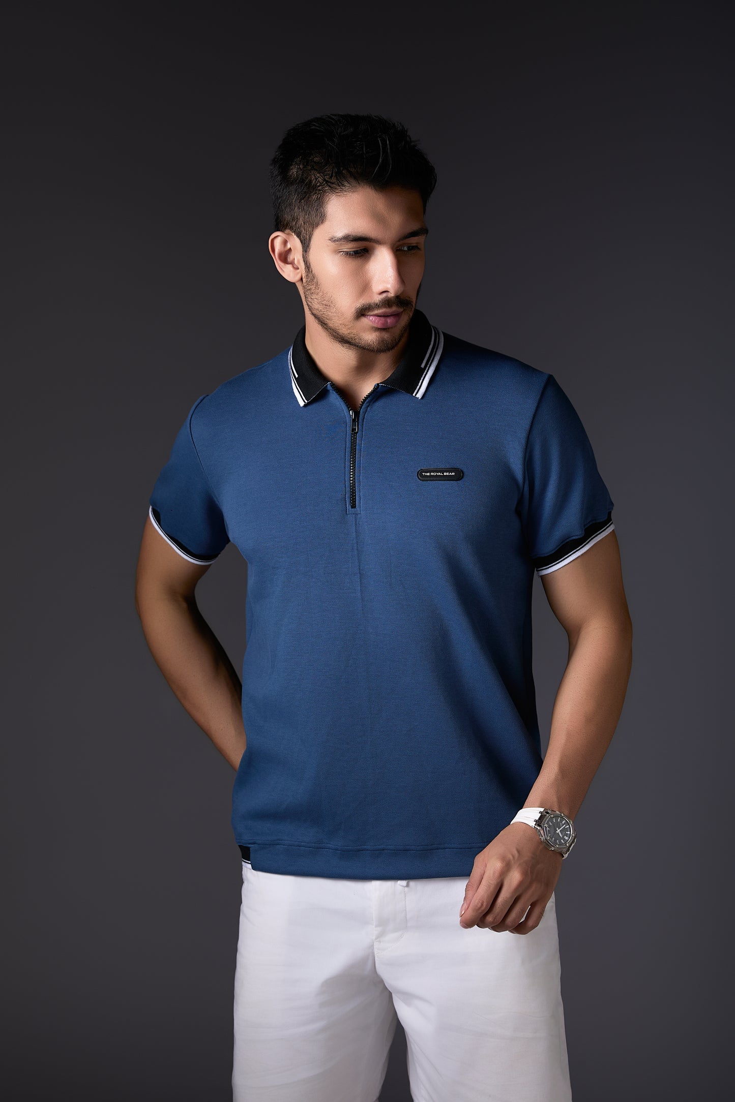 Dusty Blue Sporty Polo