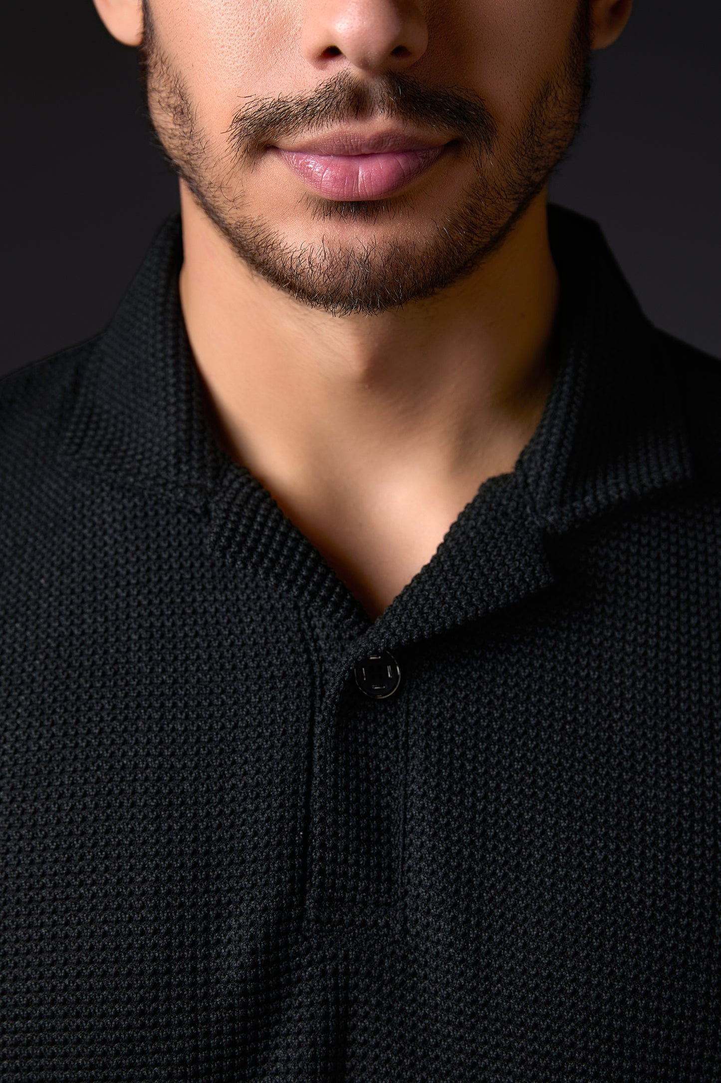 Textured Black Polo