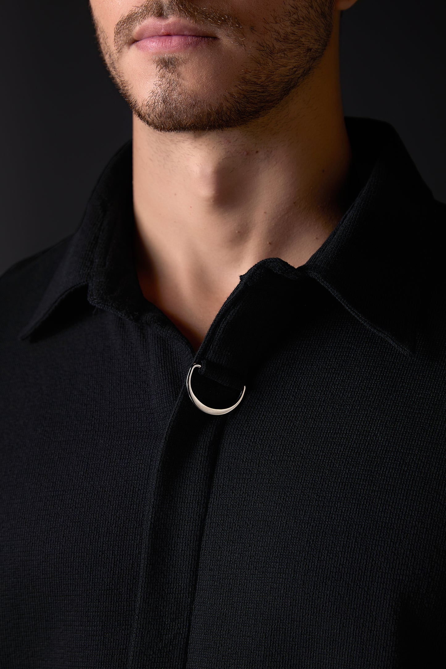 Ebony Black Cotton Concealed Shirt