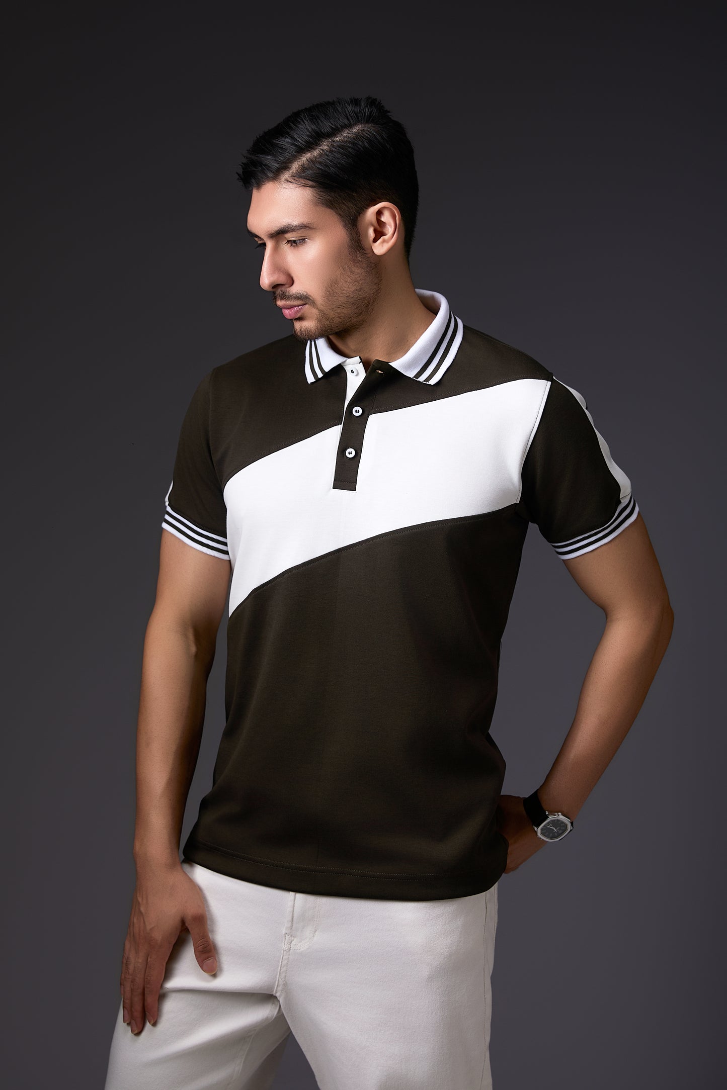 Casual Olive Green Polo T-Shirt