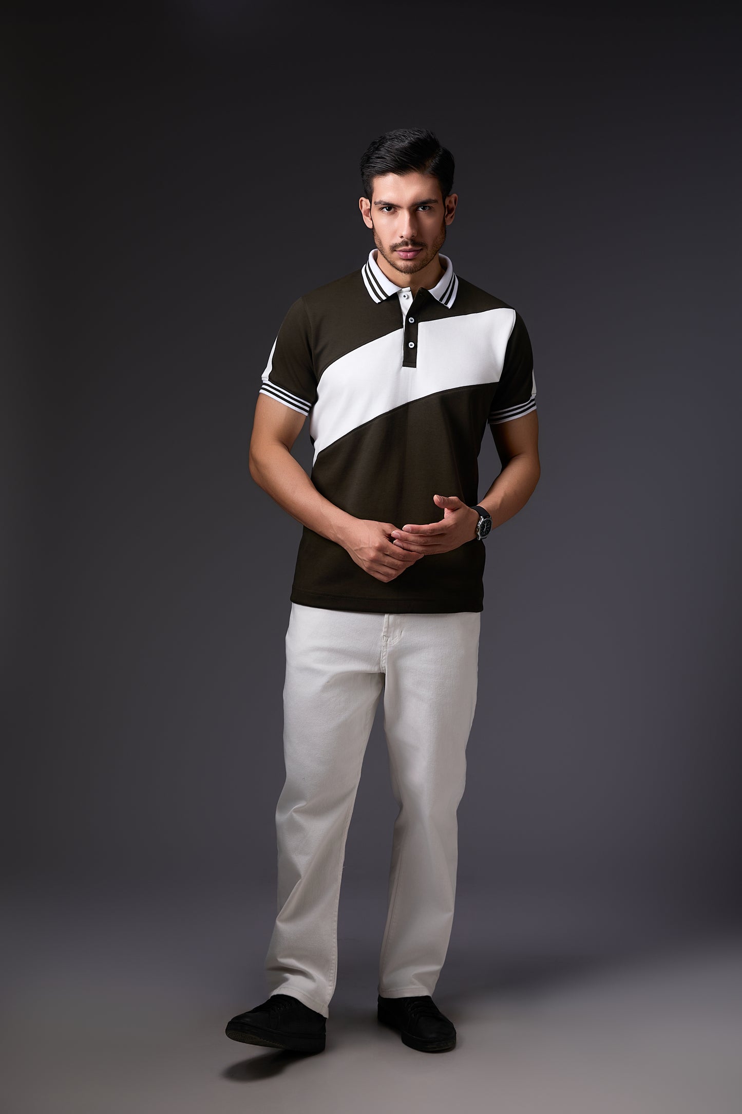 Casual Olive Green Polo T-Shirt