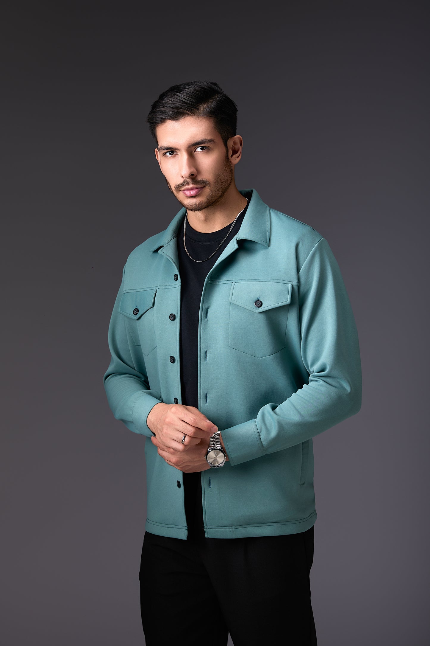 Cadet Blue Utility Shacket