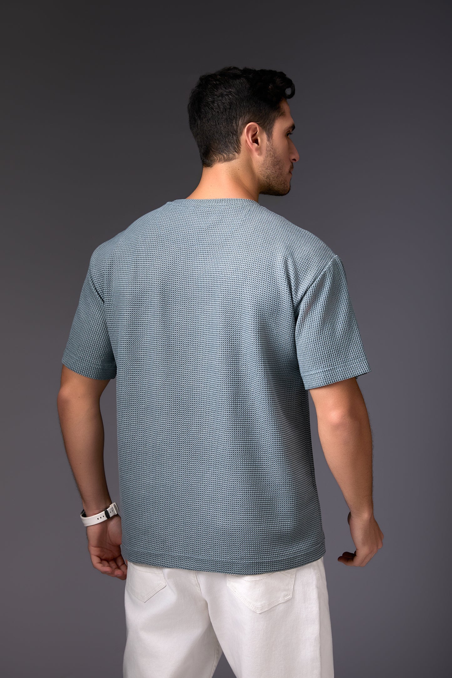 Steel Grey Textured T-Shirt