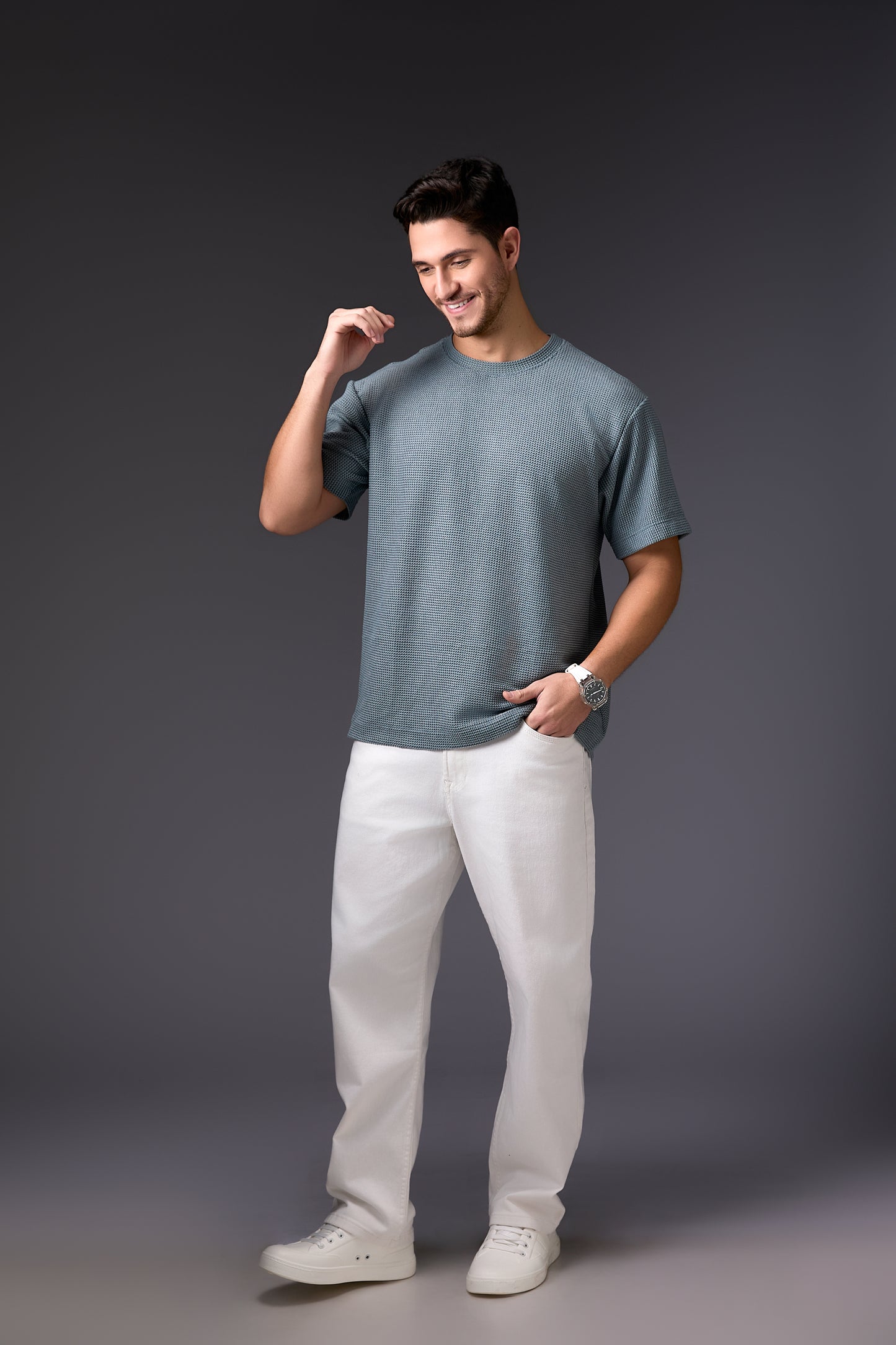 Steel Grey Textured T-Shirt