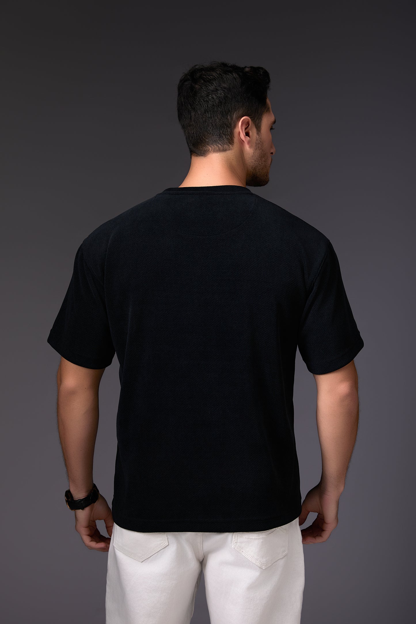 Jade Black Velvet Corduroy-Finished T-Shirt