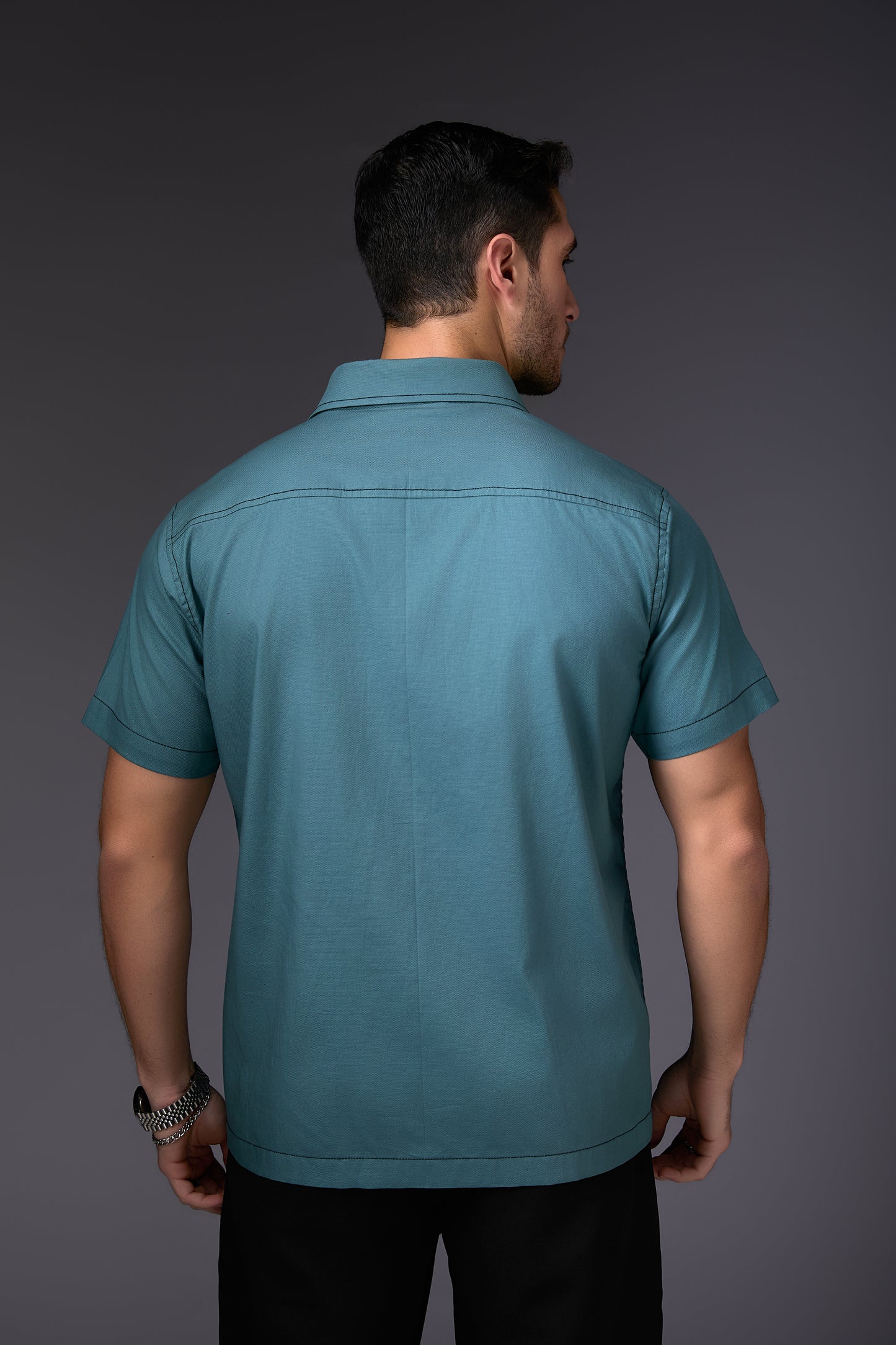 Refined Newburg Green Half Sleeve Shirt