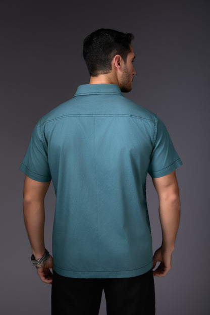 Refined Newburg Green Half Sleeve Shirt