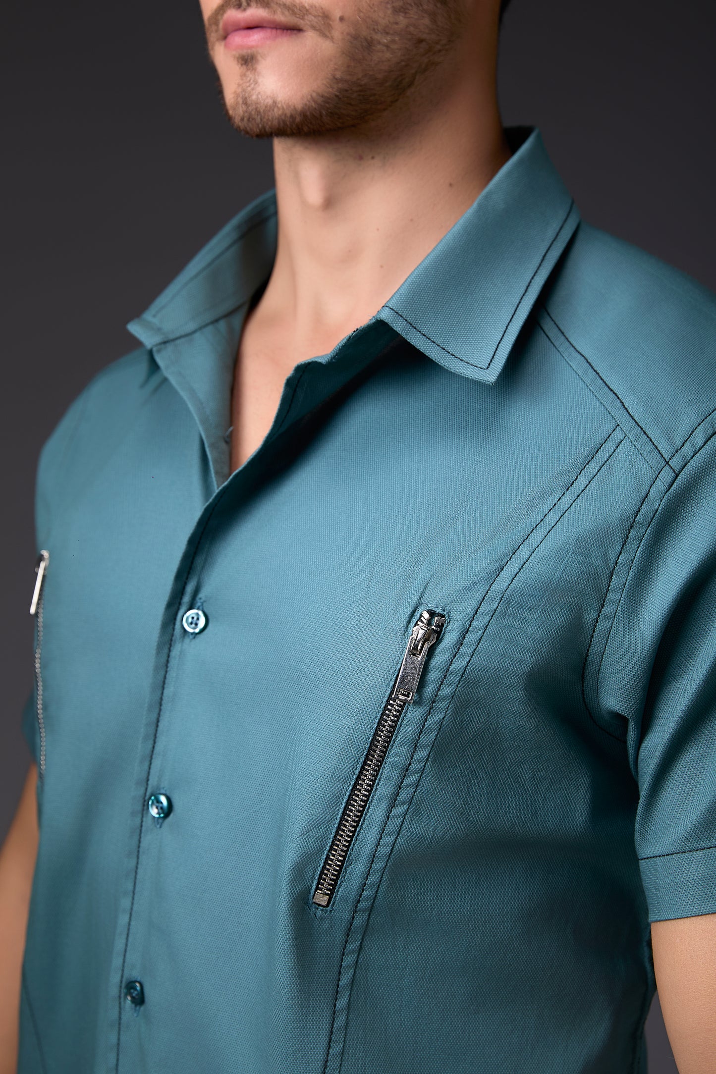 Refined Newburg Green Half Sleeve Shirt