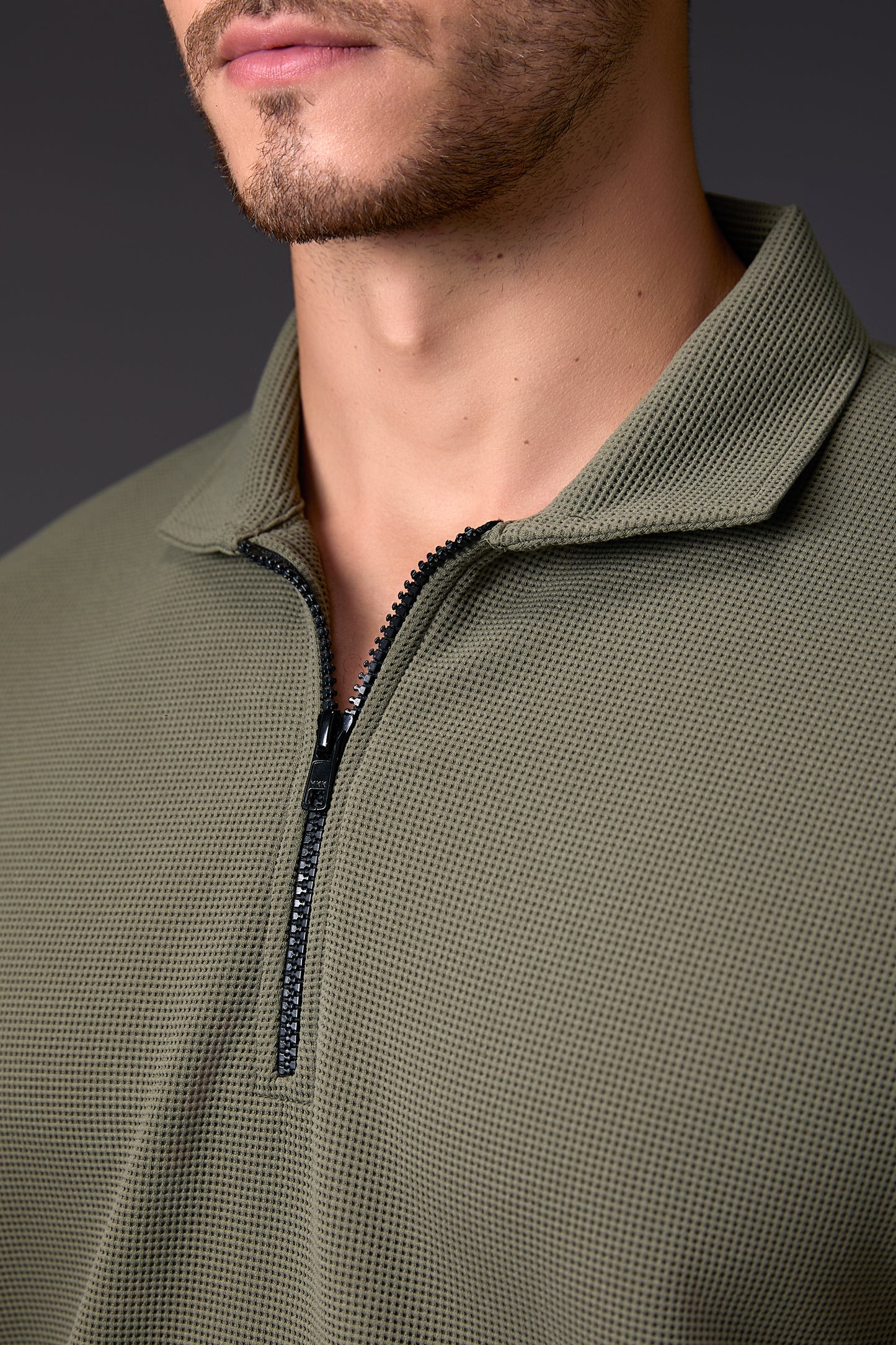 Textured Light Military Green Polo