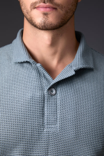Textured Steel Grey Stretch Polo
