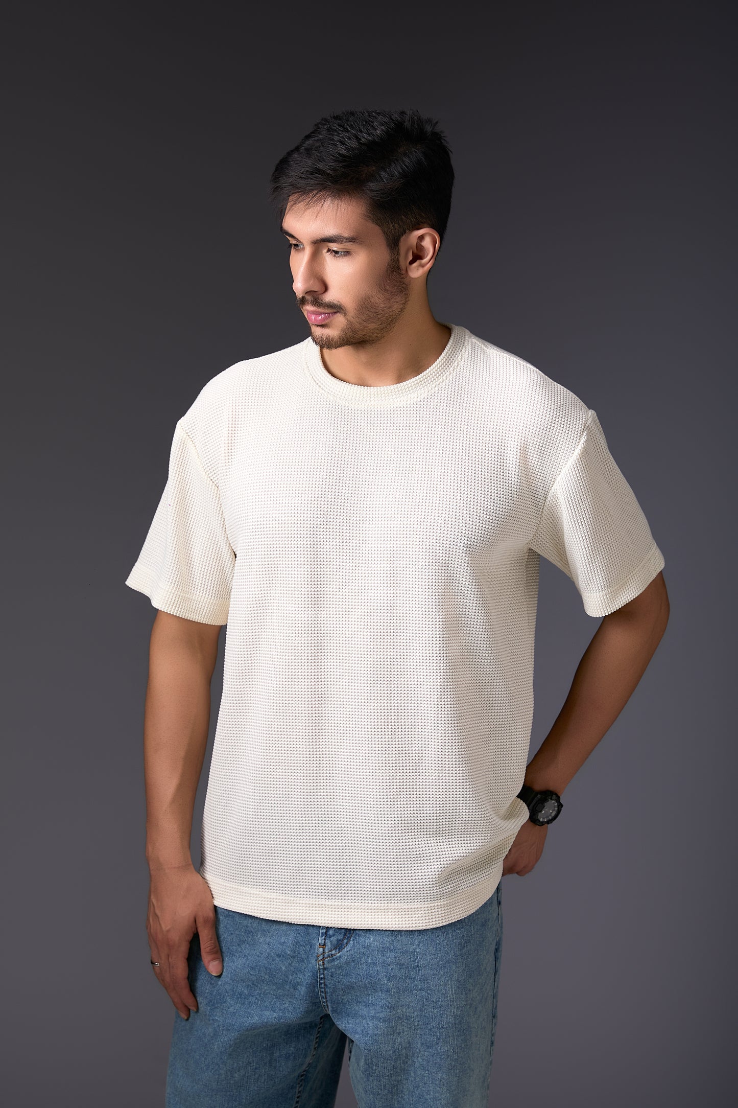 Textured Vanilla White Tee