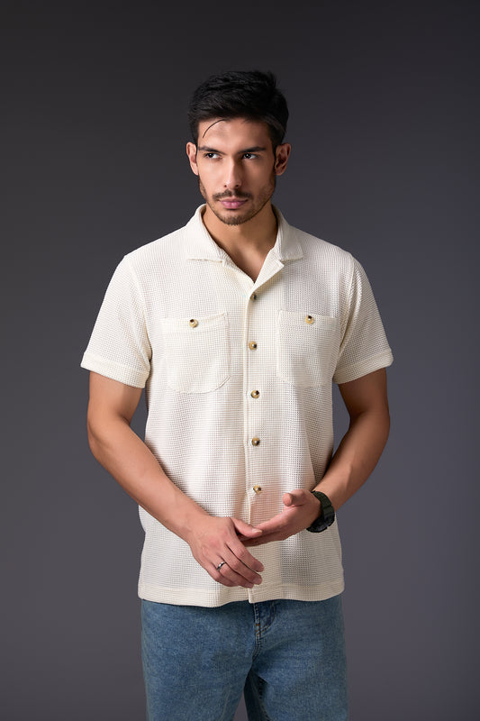 Breezy Vanilla Cuban Collar Shirt