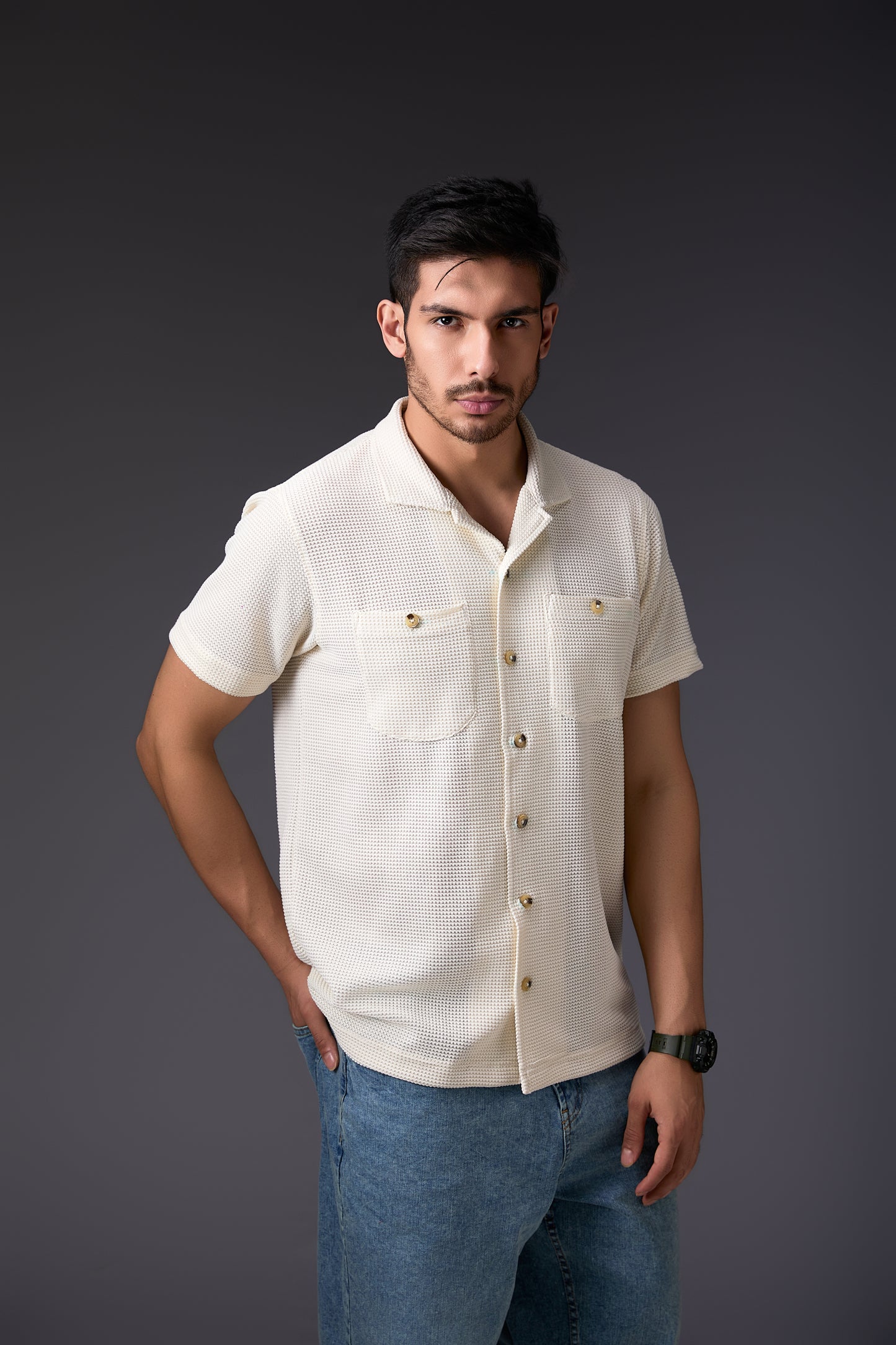 Breezy Vanilla Cuban Collar Shirt
