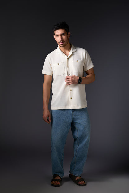 Breezy Vanilla Cuban Collar Shirt