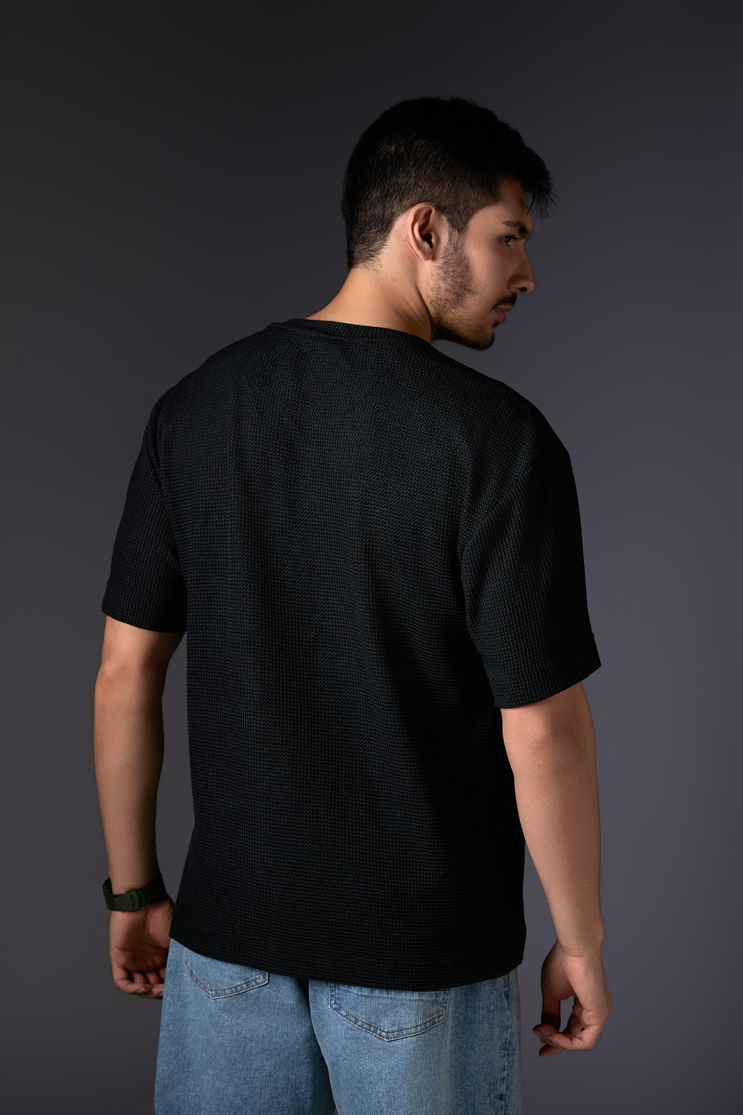 Textured Black Breezy Tee