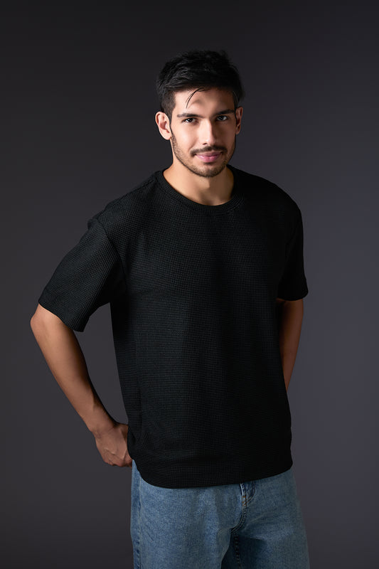 Textured Black Breezy Tee
