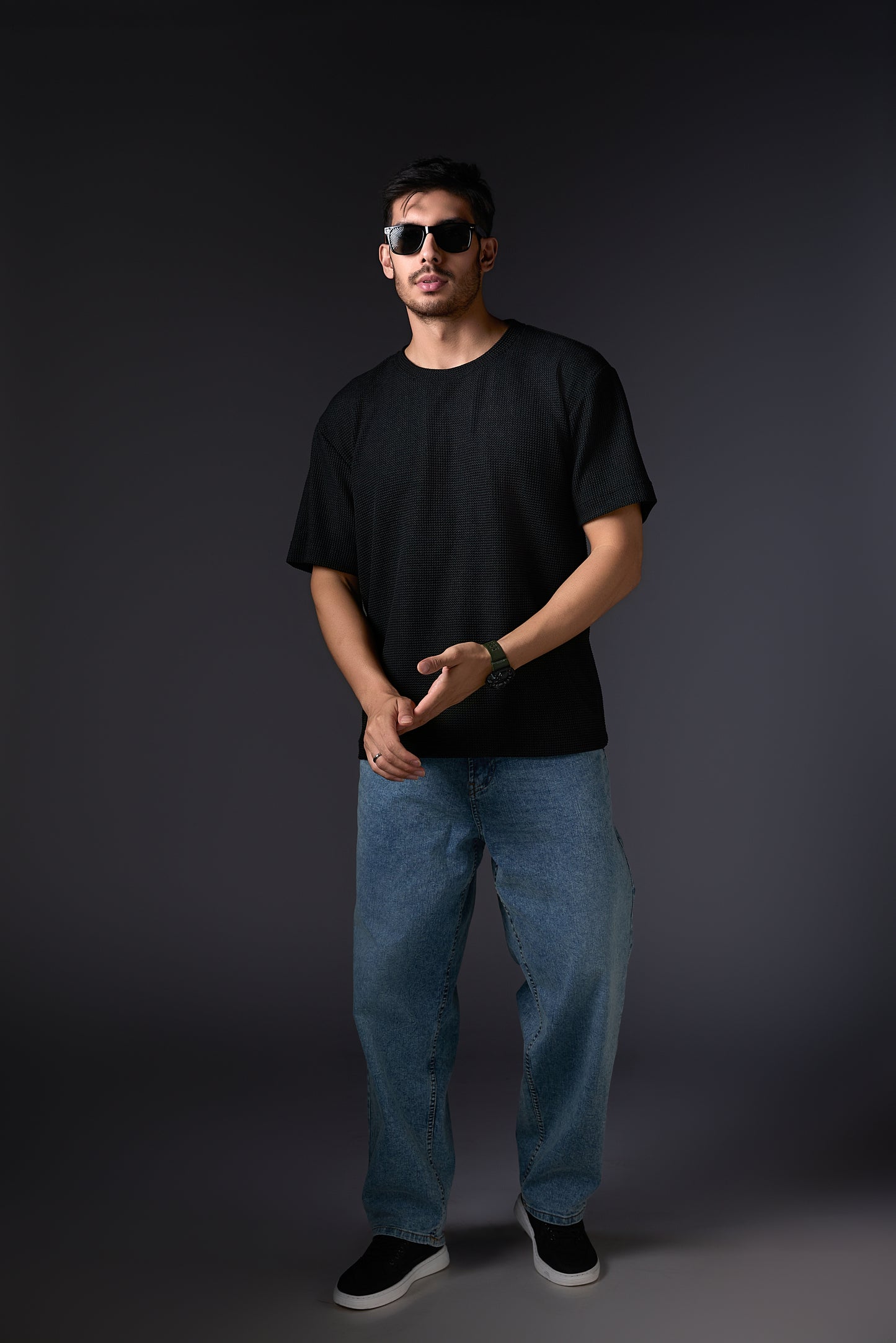 Textured Black Breezy Tee