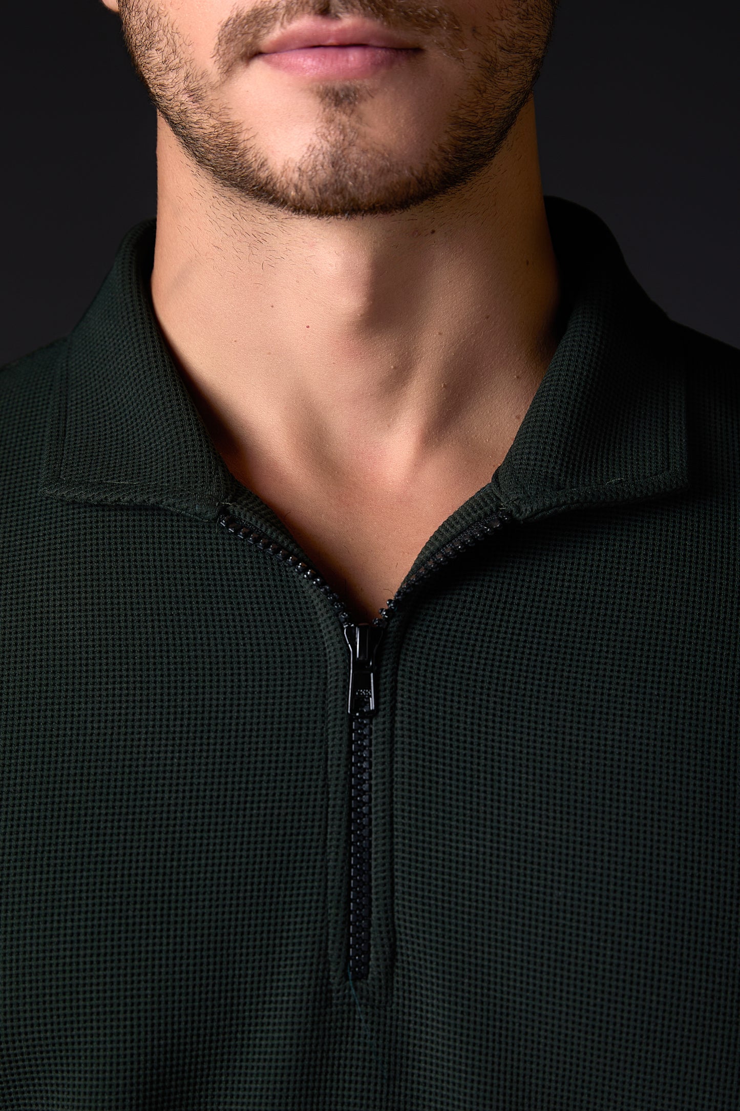 Deep Military Green Textured Polo