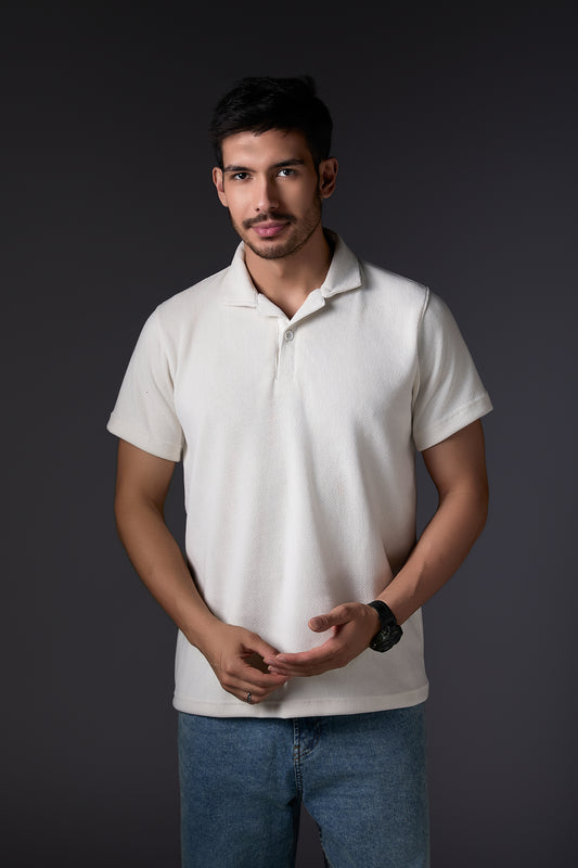 Elegant Ivory Polo T-Shirt