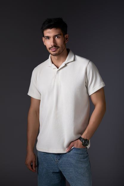 Elegant Ivory Polo T-Shirt