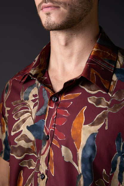 Marsala Pure Premium Cotton Floral Print Shirt
