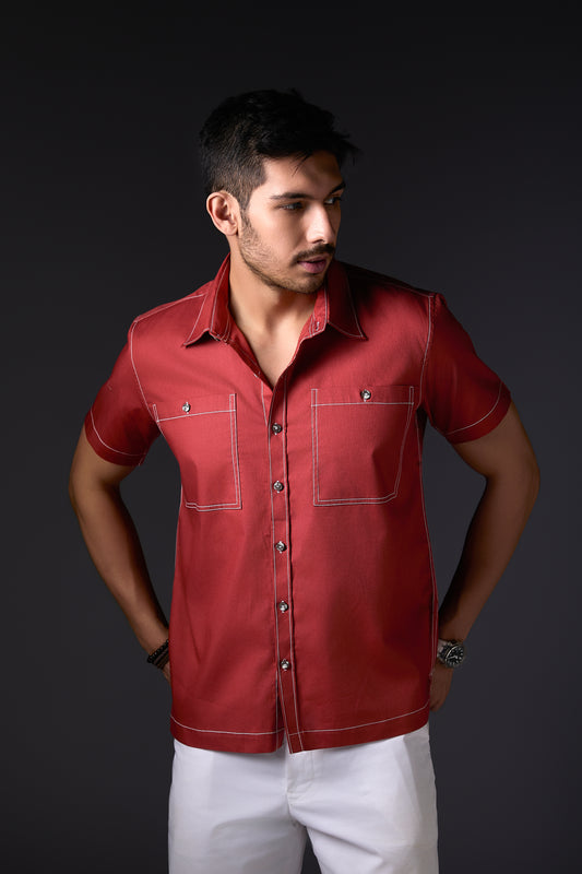 Burnt Orange Premium Pure Cotton Shirt