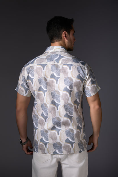 Abstract Grey & White Premium Cotton Shirt
