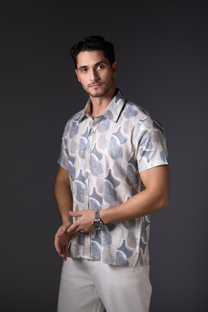 Abstract Grey & White Premium Cotton Shirt
