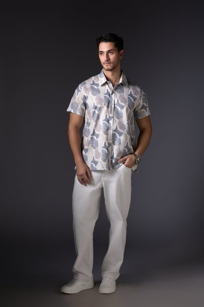 Abstract Grey & White Premium Cotton Shirt