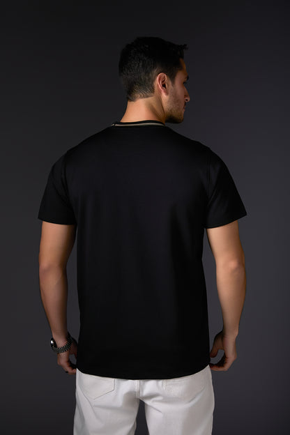 Black 3D Pocket Crew Neck Tee