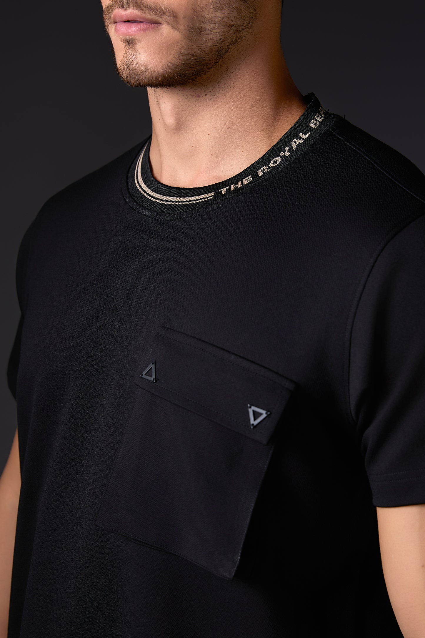Black 3D Pocket Crew Neck Tee