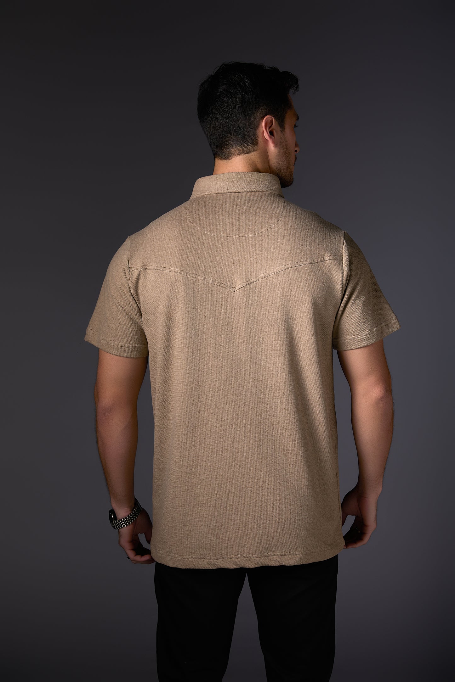 Taupe Pure Cotton Concealed Shirt