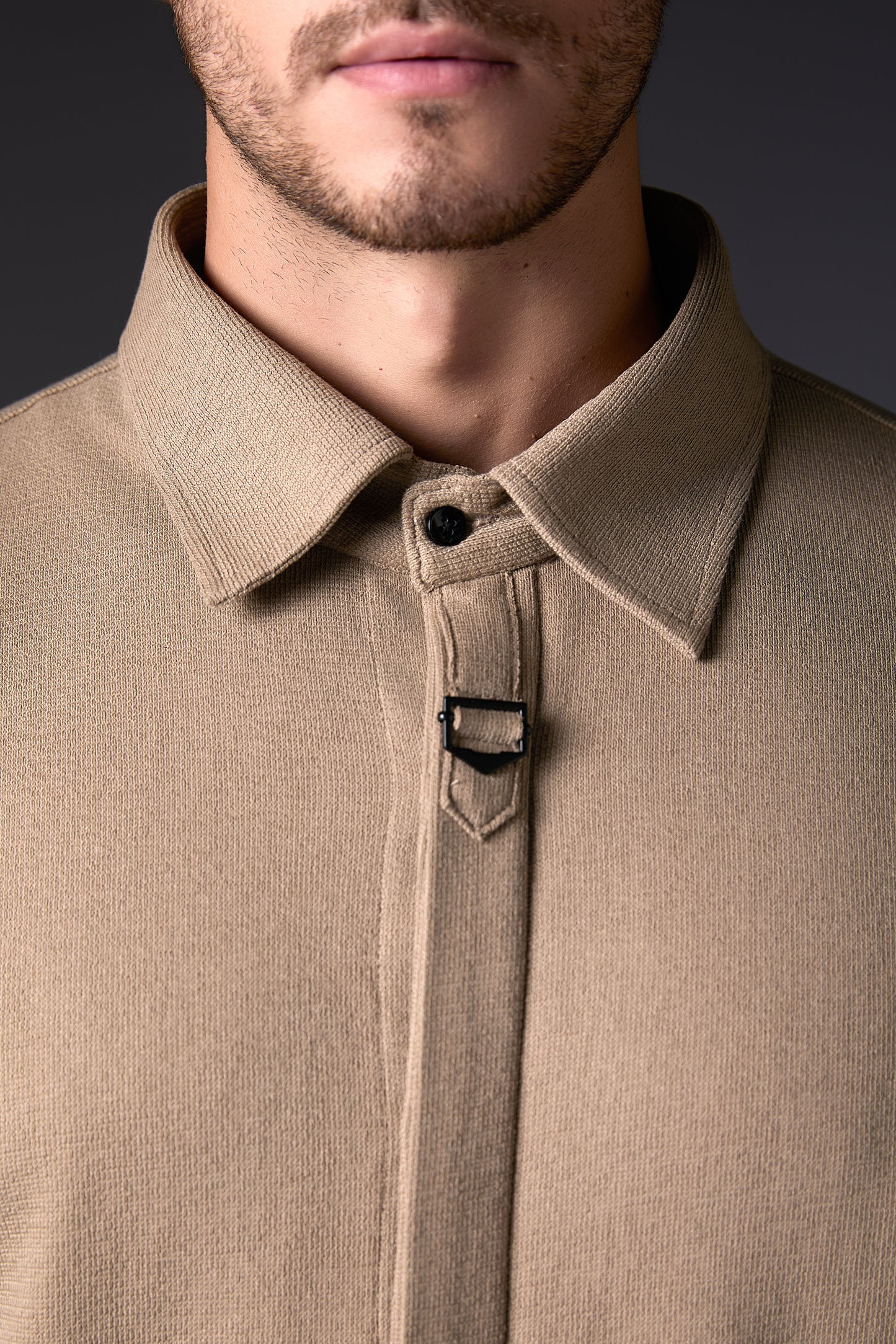 Taupe Pure Cotton Concealed Shirt