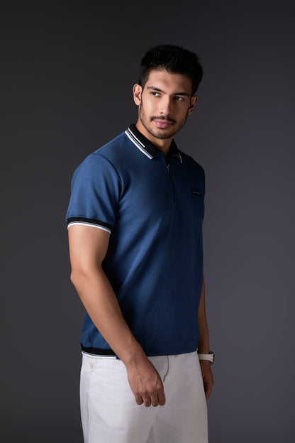 Dusty Blue Sporty Polo
