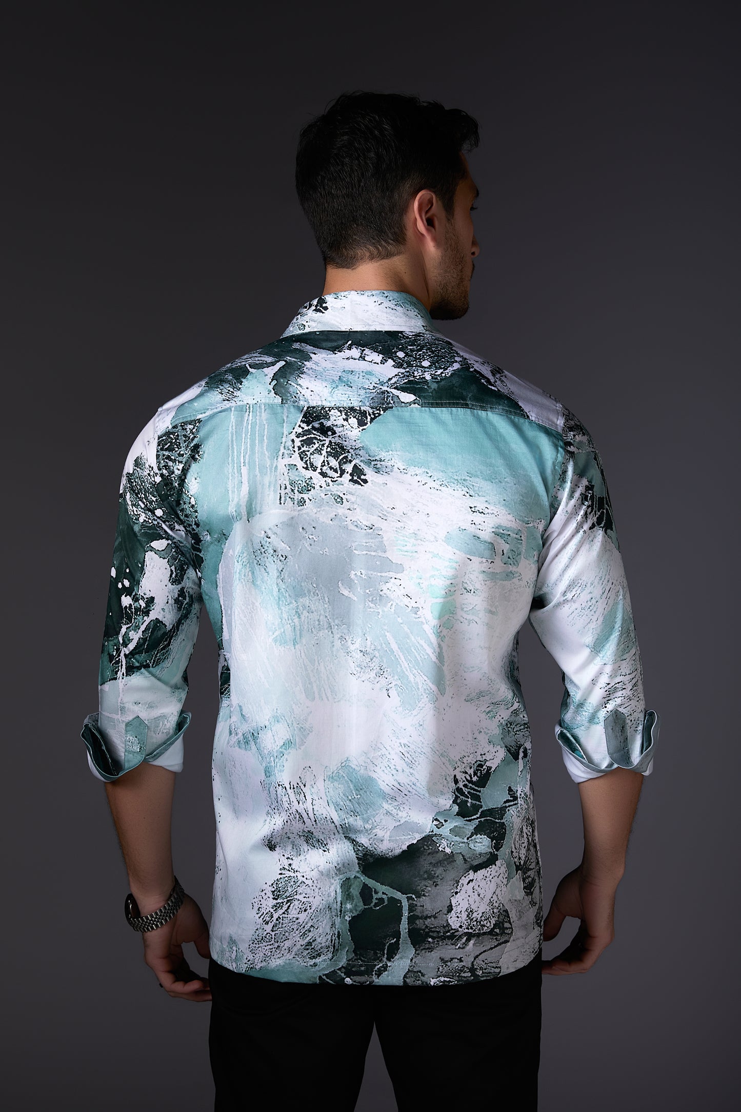 Coral Abstract Pure Cotton Satin Shirt