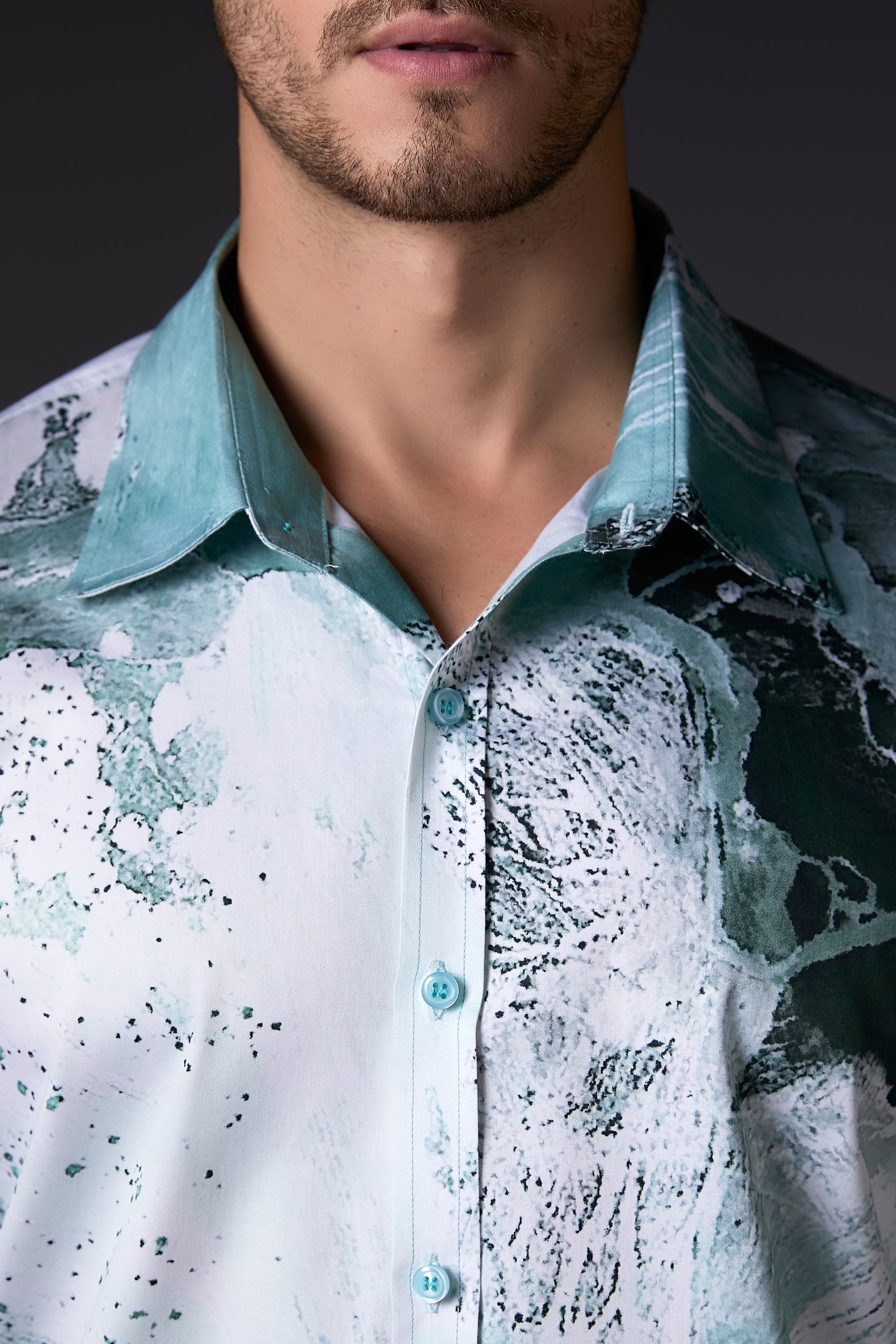 Coral Abstract Pure Cotton Satin Shirt
