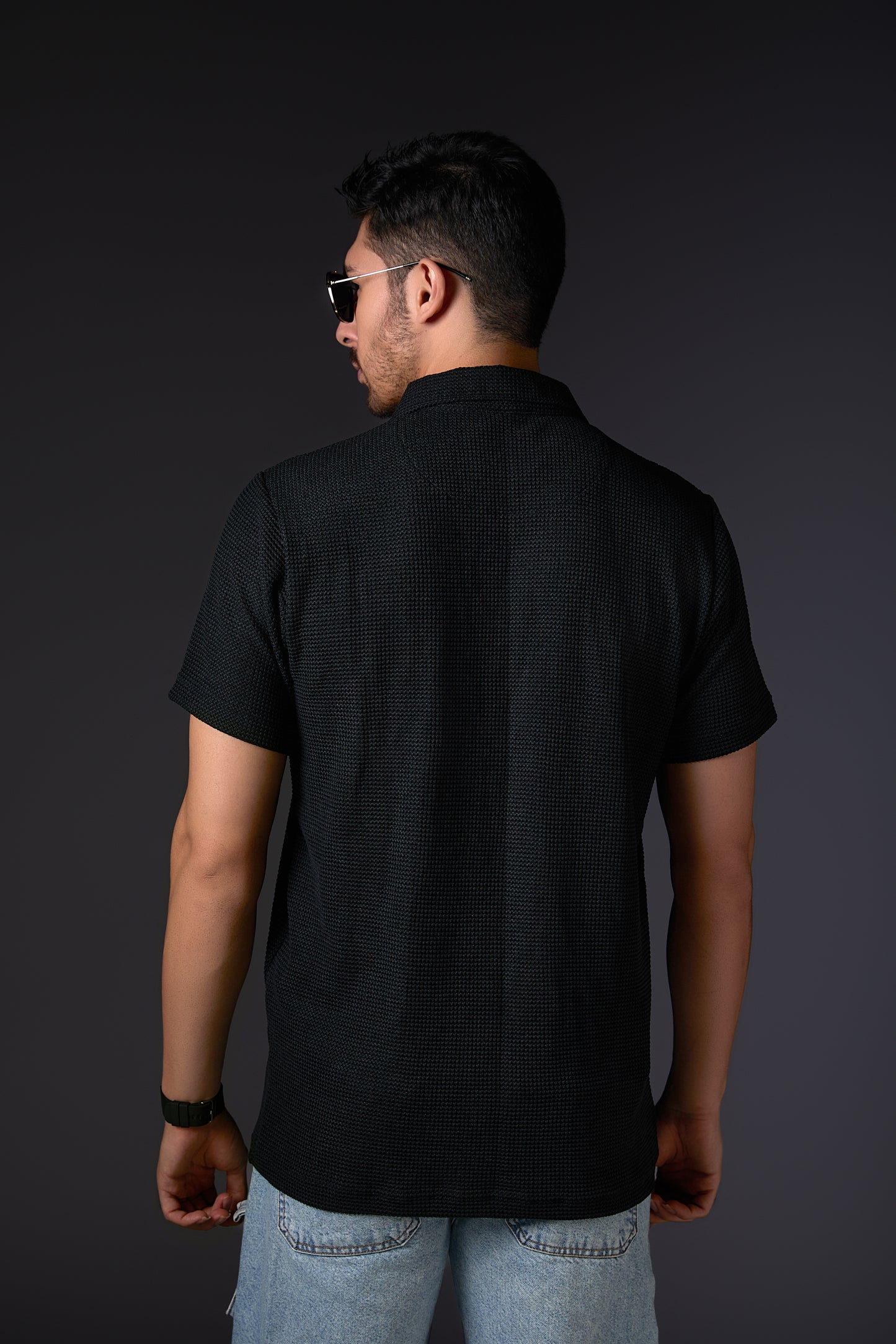 Textured Black Polo