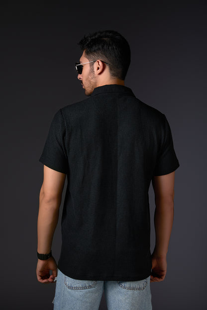 Textured Black Polo