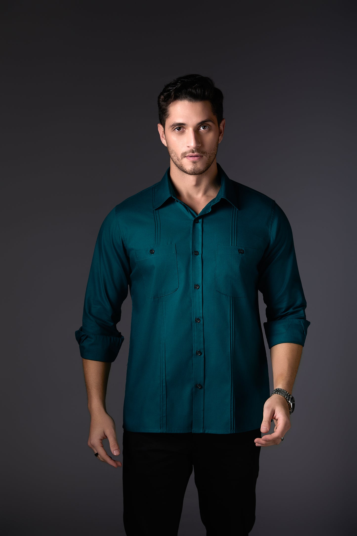 Crystal Teal Crisp Cotton Shirt
