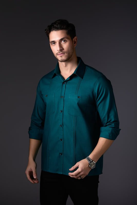 Crystal Teal Crisp Cotton Shirt