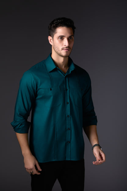Crystal Teal Crisp Cotton Shirt