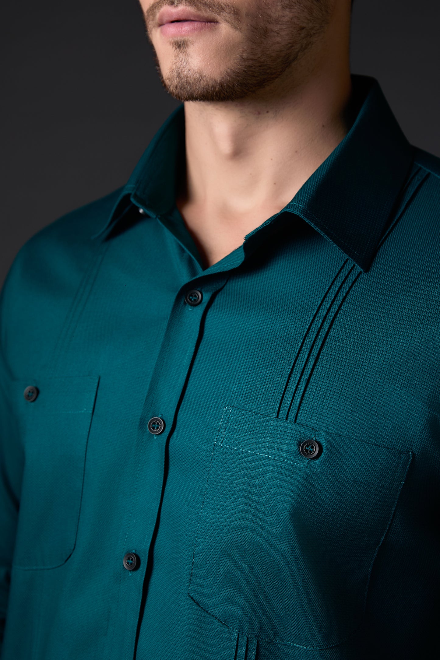 Crystal Teal Crisp Cotton Shirt