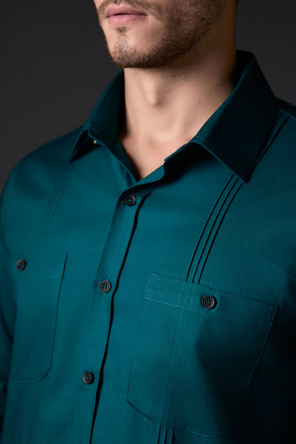 Crystal Teal Crisp Cotton Shirt