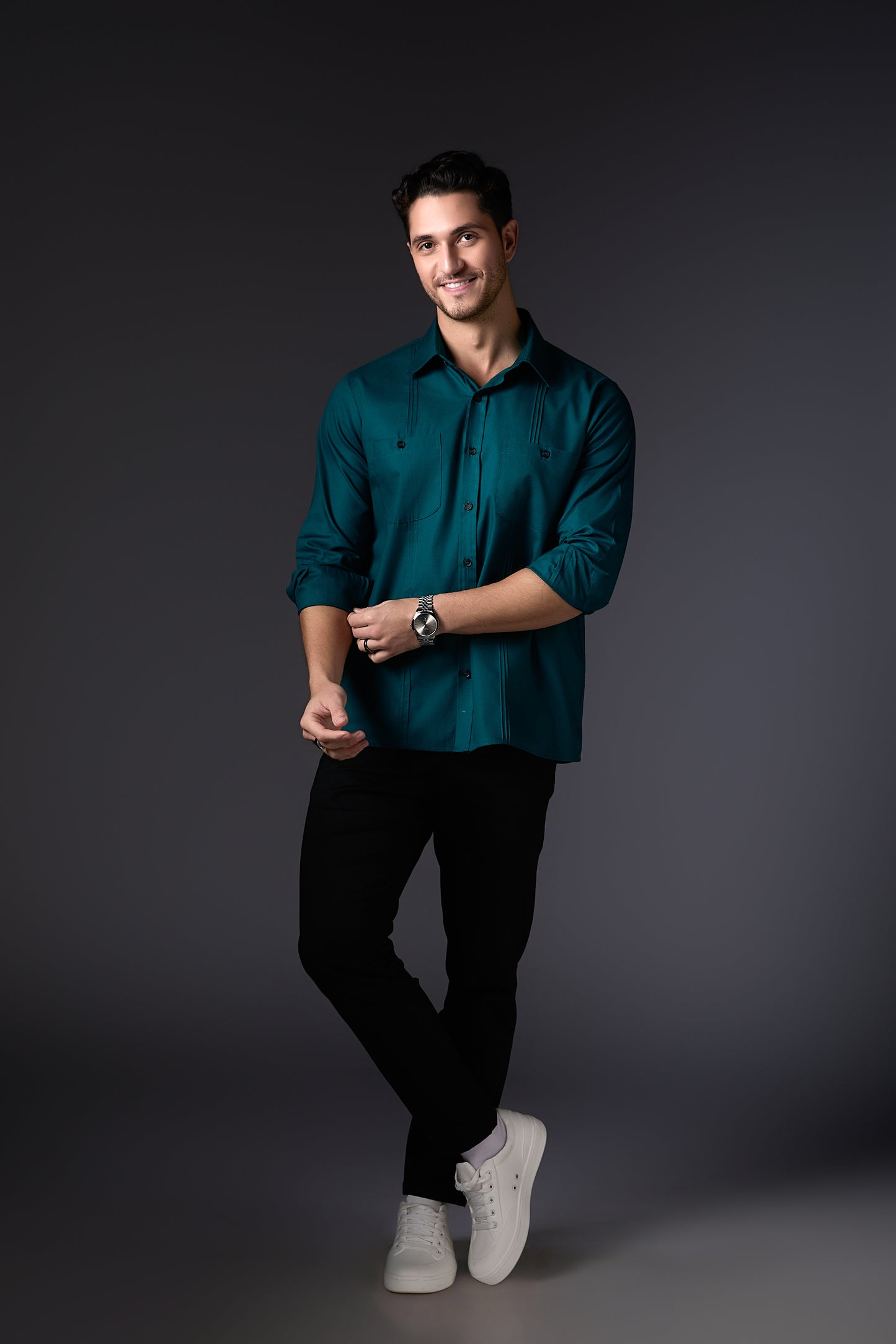 Crystal Teal Crisp Cotton Shirt