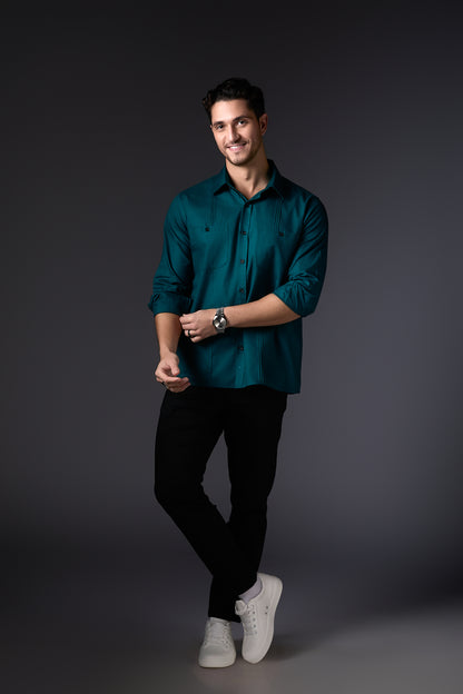Crystal Teal Crisp Cotton Shirt
